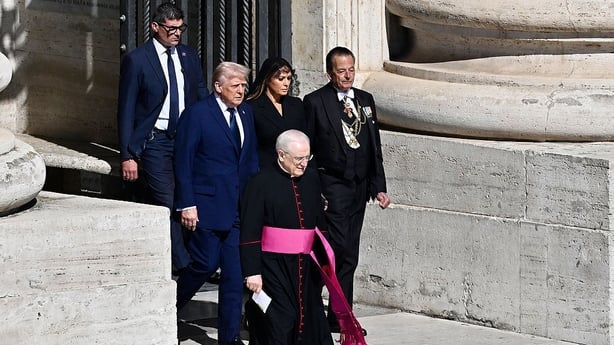 Donald and Melania Trump pictured in Rome before the Pope's funeral