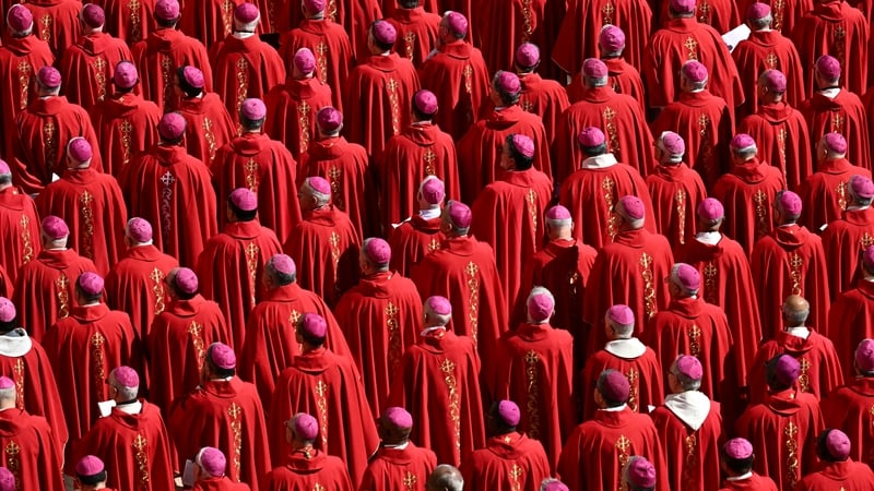 Cardinals stand during the funeral of Pope Francis in St Peter's Square