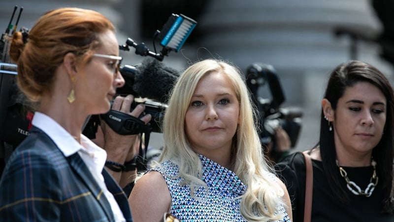 Virginia Giuffre leaving federal court in New York in August 2019