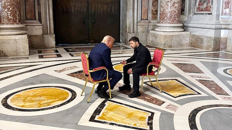 US President Donald Trump and Ukrainian President Volodymyr Zelensky's meeting in St Peter's Basilica