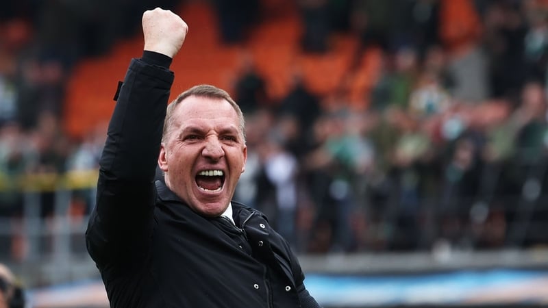 Brendan Rodgers celebrates Celtic's latest title win