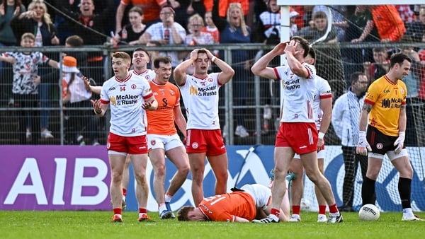 Tyrone players react in horror to Armagh's winning free
