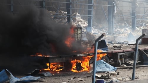State media said the "massive explosion" at the country's largest commercial port has intensified and could spread