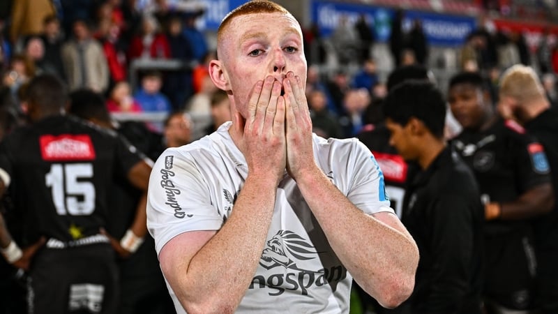 Ulster scrum half Nathan Doak reacts after the defeat