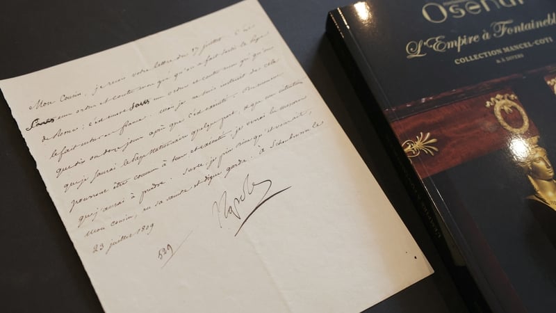 A hand-written letter from Napoleon denying his role in the kidnapping of Pope Pius VII