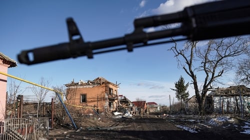 Destroyed houses in the village of Kazachya Loknya last month, which was retaken by Russia's armed forces, in the Sudzha district of the Kursk region