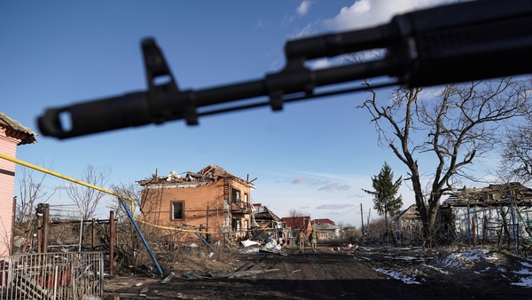 Destroyed houses in the village of Kazachya Loknya last month, which was retaken by Russia's armed forces, in the Sudzha district of the Kursk region