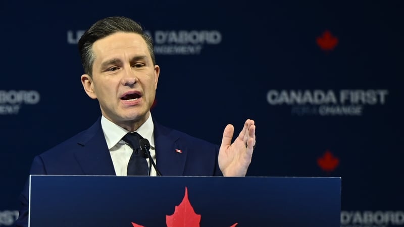 Canada's Conservative party leader Pierre Poilievre pictured speaking to his supporters after losing the election to the Liberals