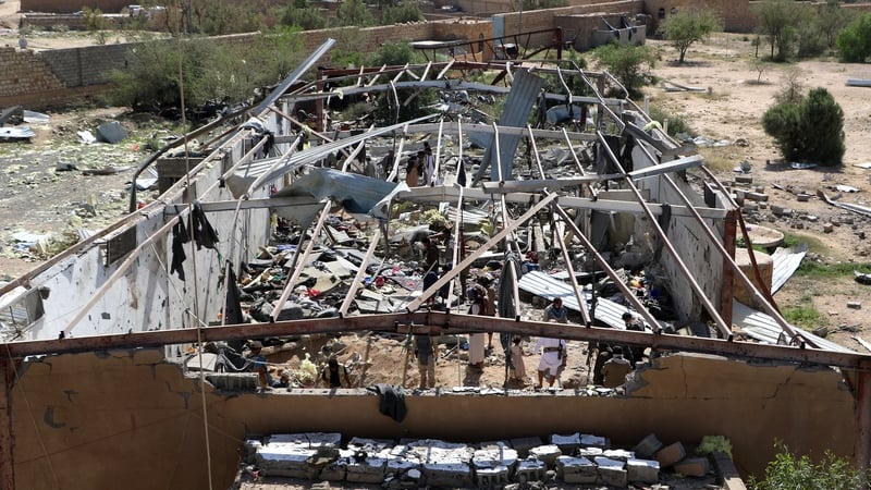 Damaged buildings following a US strike in the northern province of Saada
