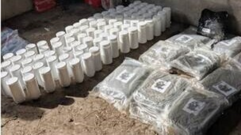 Cocaine, cannabis and prescription tablets were recovered