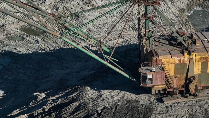 An excavator mines rare earth materials on Ukrainian soil on in the Zhytomyr region of Ukraine