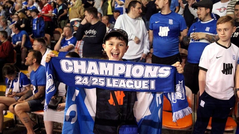 Birmingham City fans celebrate in Blackpool