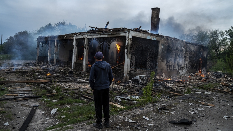 The aftermath of a Russian strike on Dobropillia