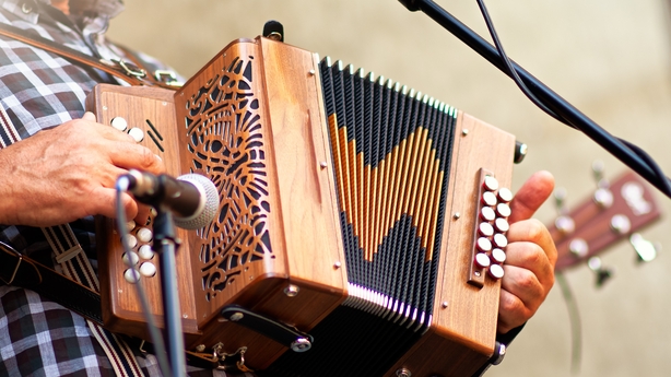 Concertina popular accordion player in the street