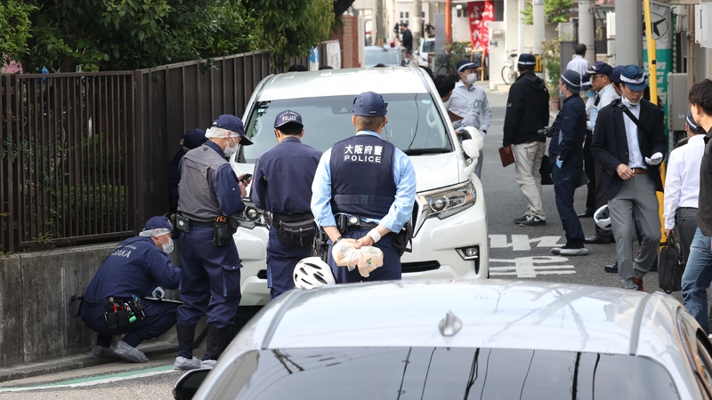 Police at the scene of the incident in Osaka