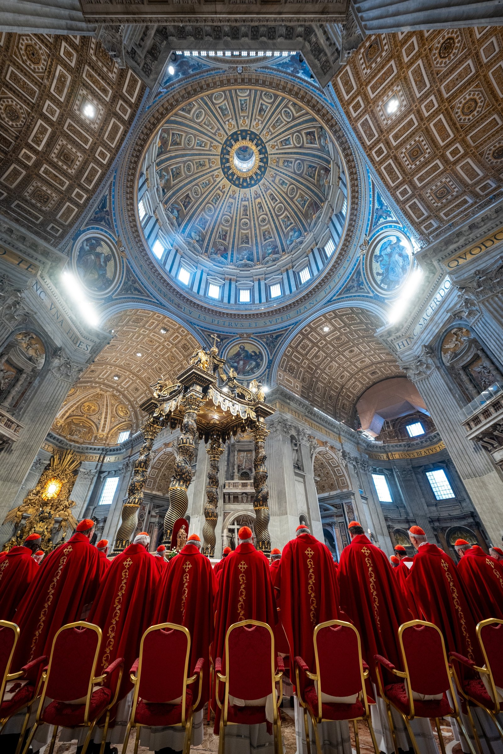 Cardinals attend mass in St Peter's Basilica after the death of Pope Francis