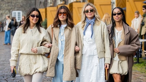 Guests outside the Munthe runway show at Copenhagen Fashion Week, January 2025