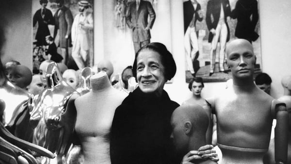 French-born American fashion journalist and editor Diana Vreeland (1903 - 1989) as she stands among a group of mannequins in New York in 1975. Photo: Ellen Graham/Getty Images