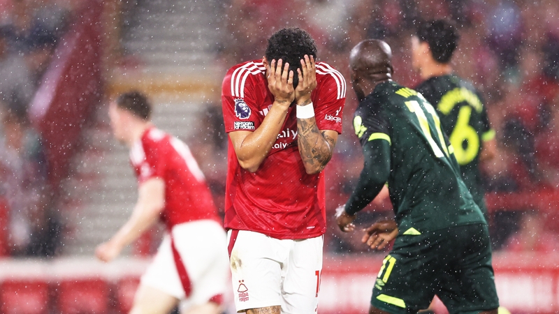 Morgan Gibbs-White reacts during Forest's costly defeat against Brentford