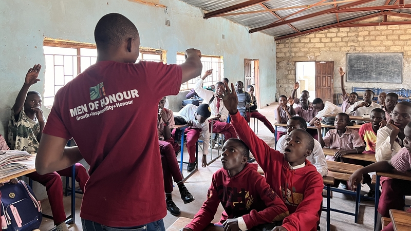A workshop in a suburb of Lusaka, Zambia centred on teaching boys why women and girls should have the same rights as them