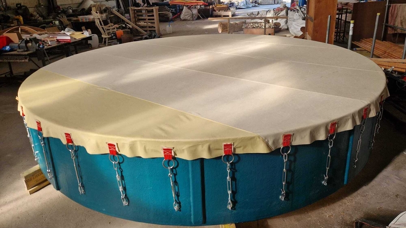 An Ruaille Buaille Druma is 13 foot round and can be played by up to 30 people at the same time