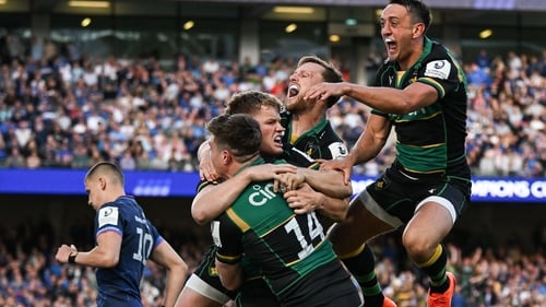 Saints players celebrate their famous semi-final victory