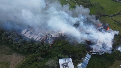 The fire broke out at the Doagh Famine Village about 4pm yesterday