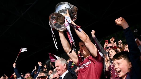 Galway captain Seán Kelly lifts the Nestor Cup