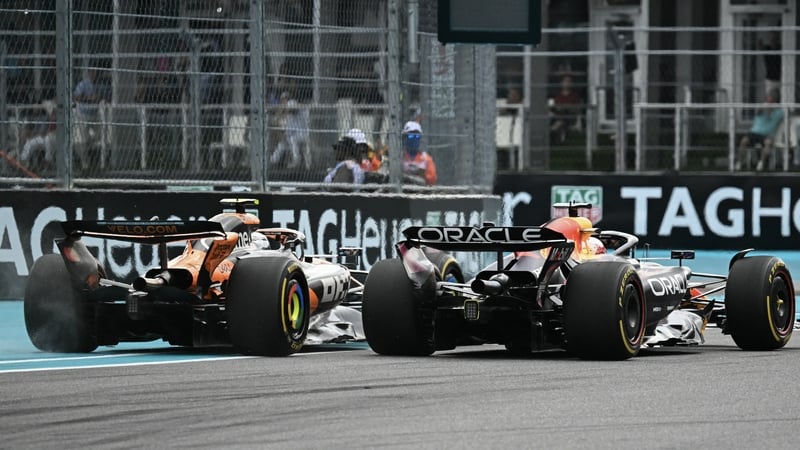 Lando Norris and Max Verstappen in the Miami Grand Prix