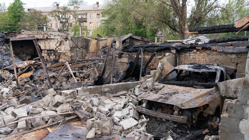 A residential area hit by Russian drone strikes in Zaporizhzhia, Ukraine yesterday [Zaporizhzhia Regional Military Administration/ Handout]
