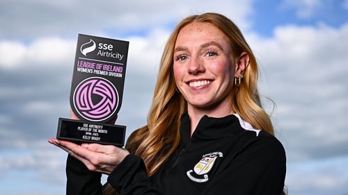Kelly Brady of Athlone Town with her Player of the Month Award for April