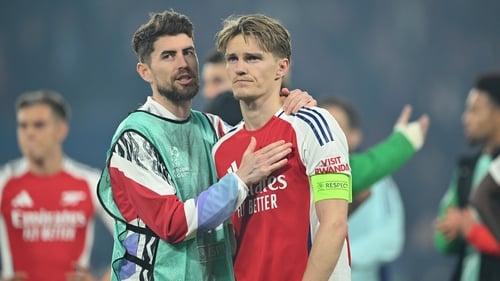 Jorginho consoles teammate and captain Martin Odegaard