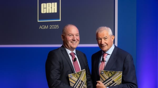 CRH CEO Jim Mintern with the company's chairman Richie Boucher