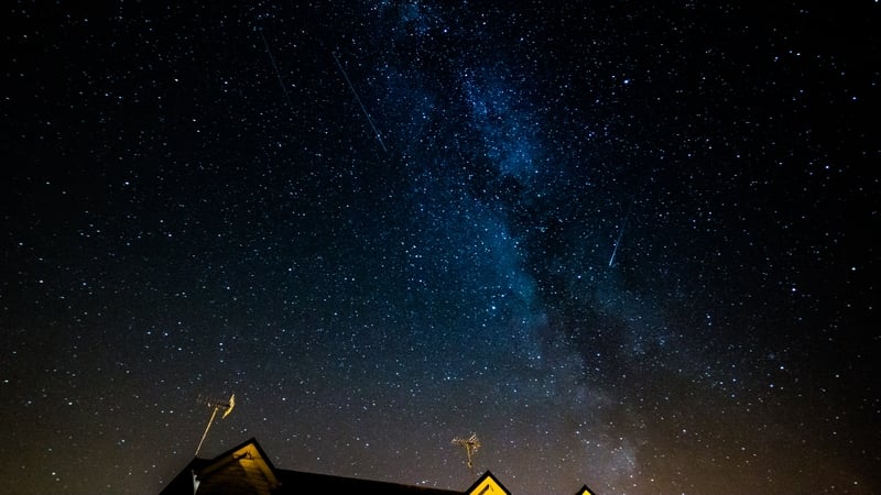 3 shooting stars over the rooftop in front of the milky way, Ramelton, County Donegal. Photo: Getty Images