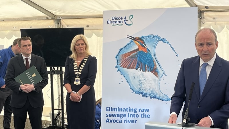 Taoiseach Micheál Martin (R) made the comments the official opening of a wastewater treatment plant in Arklow, Co Wicklow