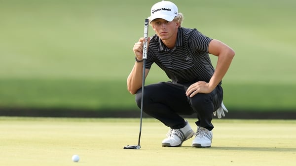 Martin Couvra lining up a putt on the 15th green at Regnum Carya Golf