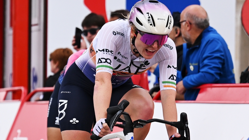 Lara Gillespie crosses the line in Baltanas