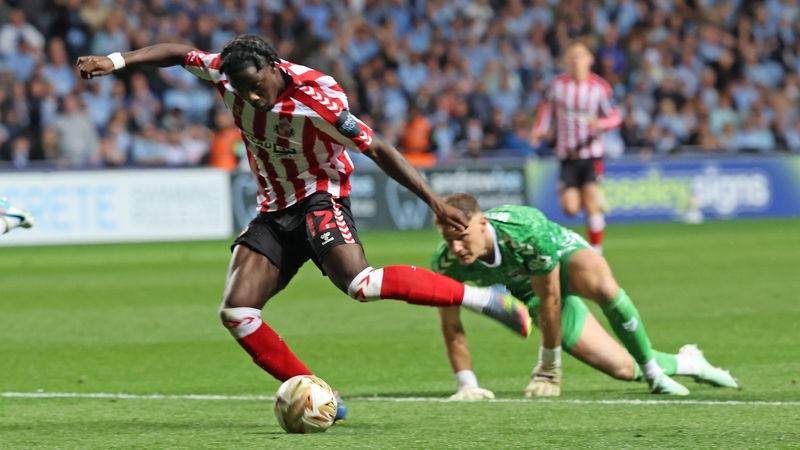 Eliezer Mayenda slots home Sunderland's winner after rounding Coventry netminder Ben Wilson