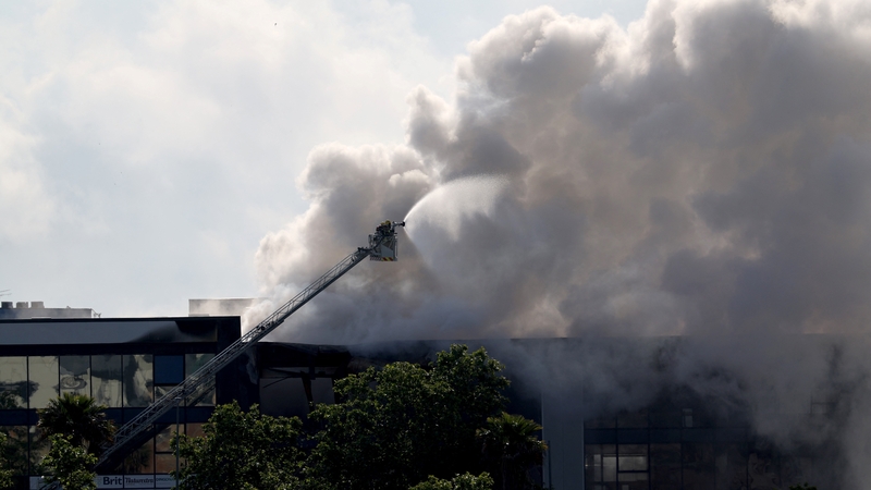 The regional fire service in Vilanova i la Geltru said that the blaze took hold of a building storing pool cleaning products