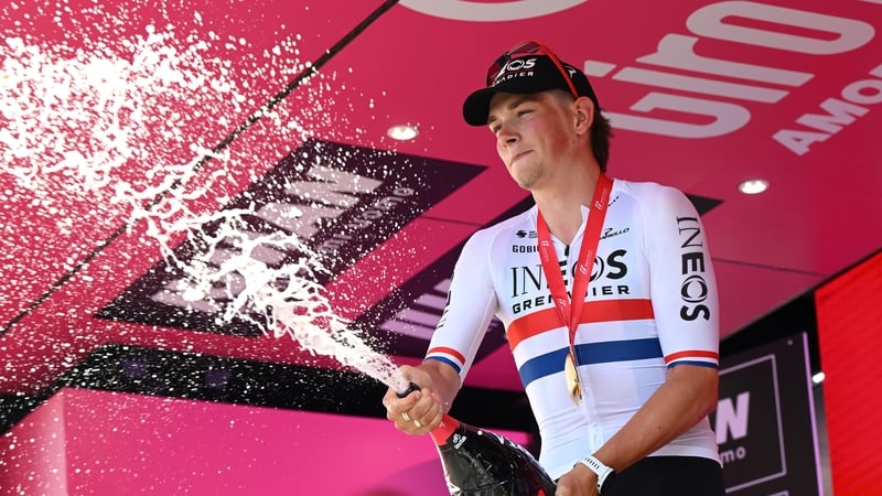 Joshua Tarling was able to celebrate a first stage win on a Grand Tour