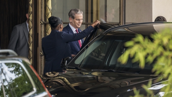 US Treasury Secretary Scott Bessent pictured leaving his hotel in Geneva ahead of trade talks with China