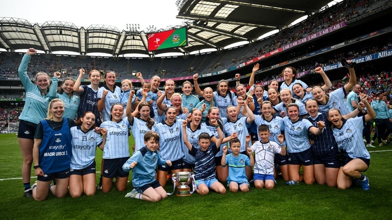 The Dublin team celebrate another successful Leinster title defence