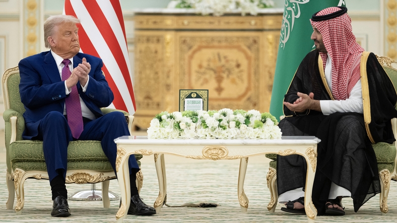 US President Donald Trump and Saudi Crown Prince Mohammed bin Salman applaud after the signing of agreements during a bilateral meeting in Riyadh