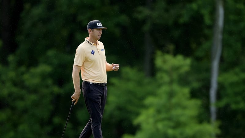Séamus Power walking on the 12th green on Tuesday in the build-up to the PGA Championship at Quail Hollow Country Club