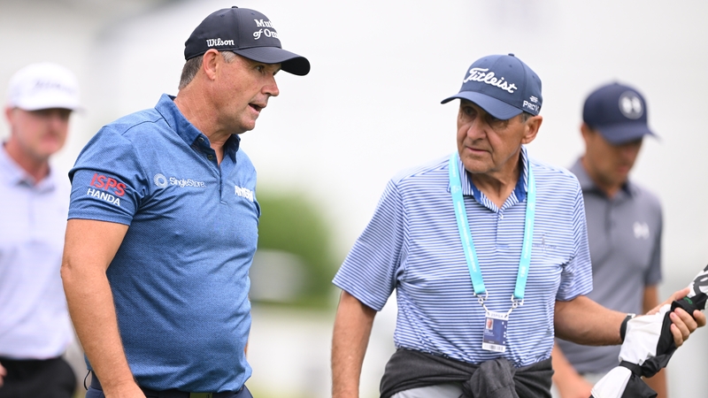 Padraig Harrington confers with sports psychologist Bob Rotella at Quail Hollow