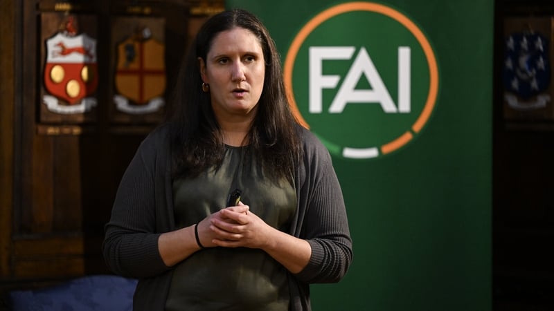Hannah Dingley at the launch of the FAI's women and girls' football action plan in March