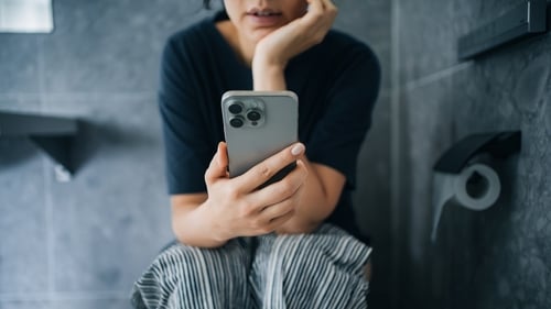 The study concluded that smartphone users had a 46% increased risk for haemorrhoids than non-users (stock pic)