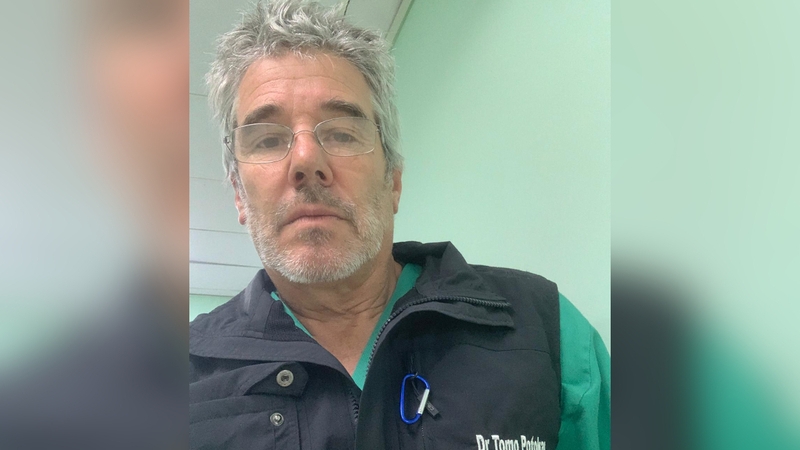 Dr Tomo Potokar said the sound of bombardment and drones in the air is 'constant' and the road to get out is 'now quite dangerous'