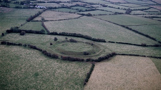 An aerial view of Rathvilly rath or ring fort, in County Carlow.