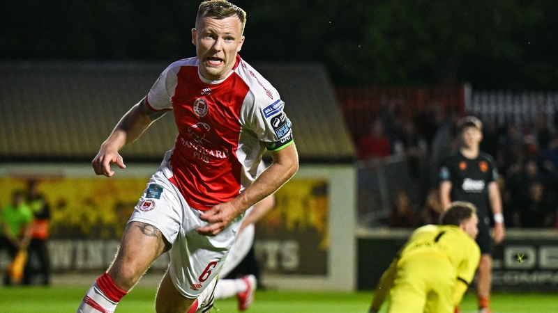 Jamie Lennon of St Patrick's Athletic celebrates the winning goal deep into injury-time at Richmond Park